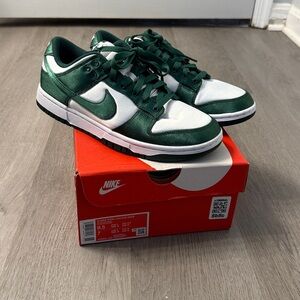 Nike Forest Green and White Low-Top Sneakers